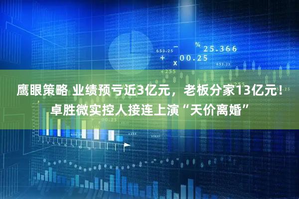 鹰眼策略 业绩预亏近3亿元，老板分家13亿元！卓胜微实控人接连上演“天价离婚”